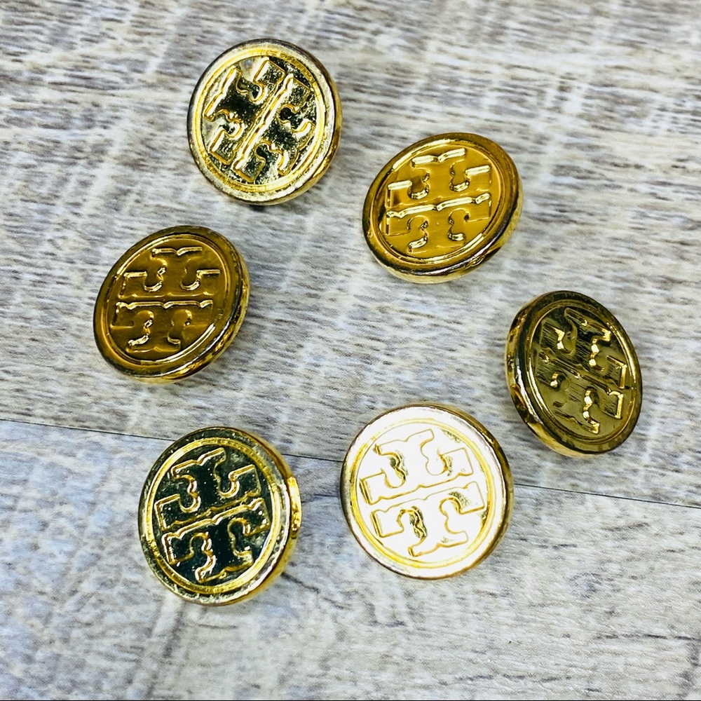 Tory Burch Gold Tone Shank style Buttons lot of 6 GUC